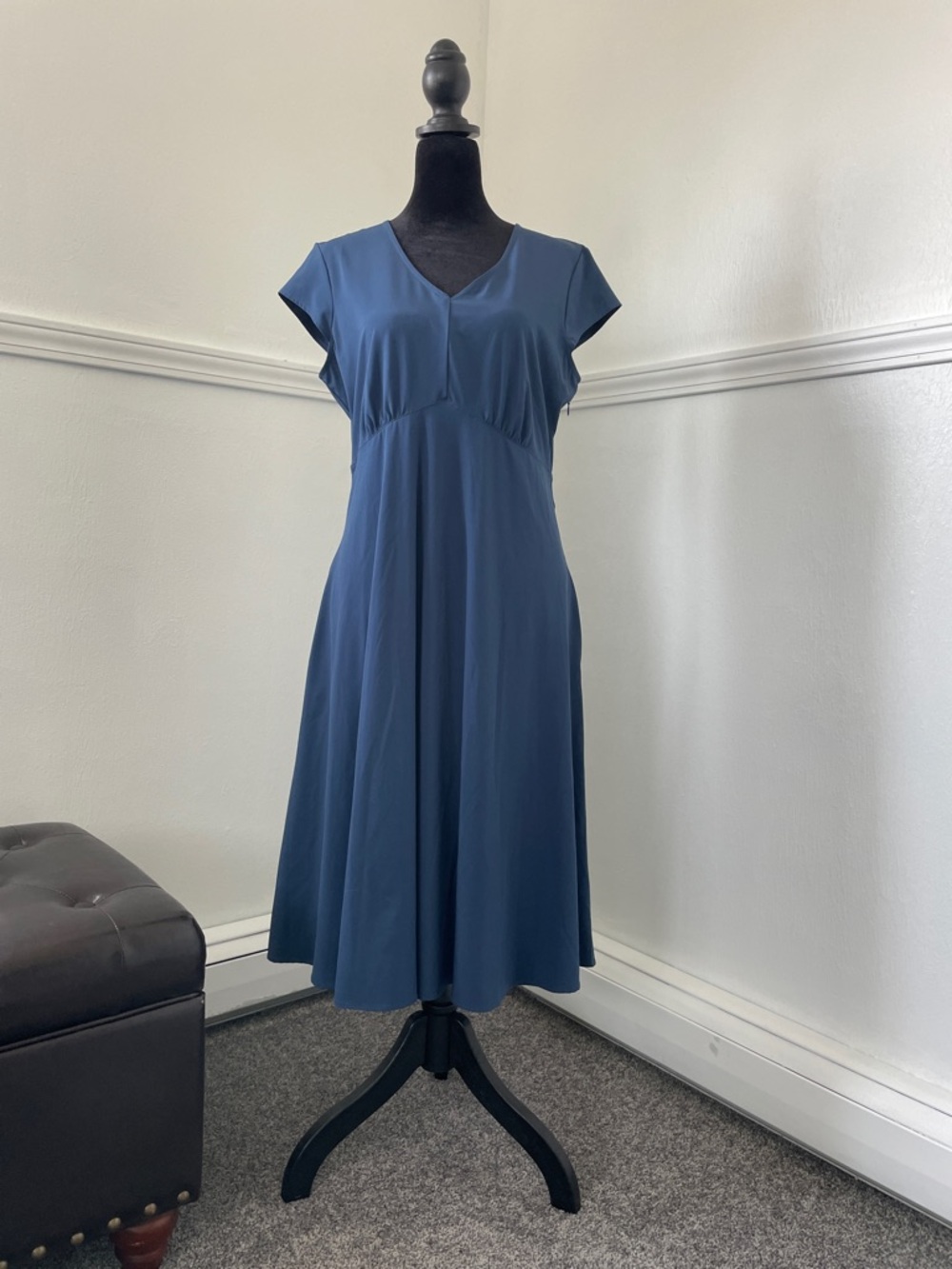 Exofficio Navy V-Neck Midi Dress